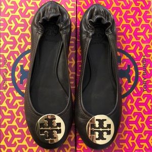 Tory Burch Reva Ballet Flat Brown/Gold size-7.5